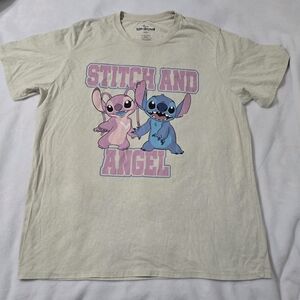 Disney Stitch and Angel Kids T-Shirt - Cream and Pink